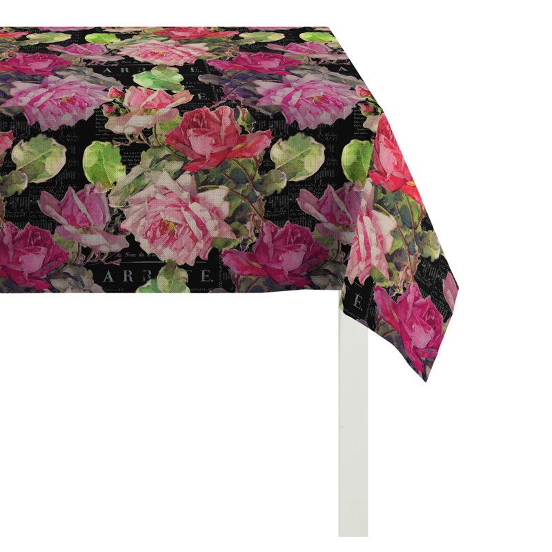 Summer Garden Table Topper, Rectangular: 150 cm x 250 cm, Charcoal and red