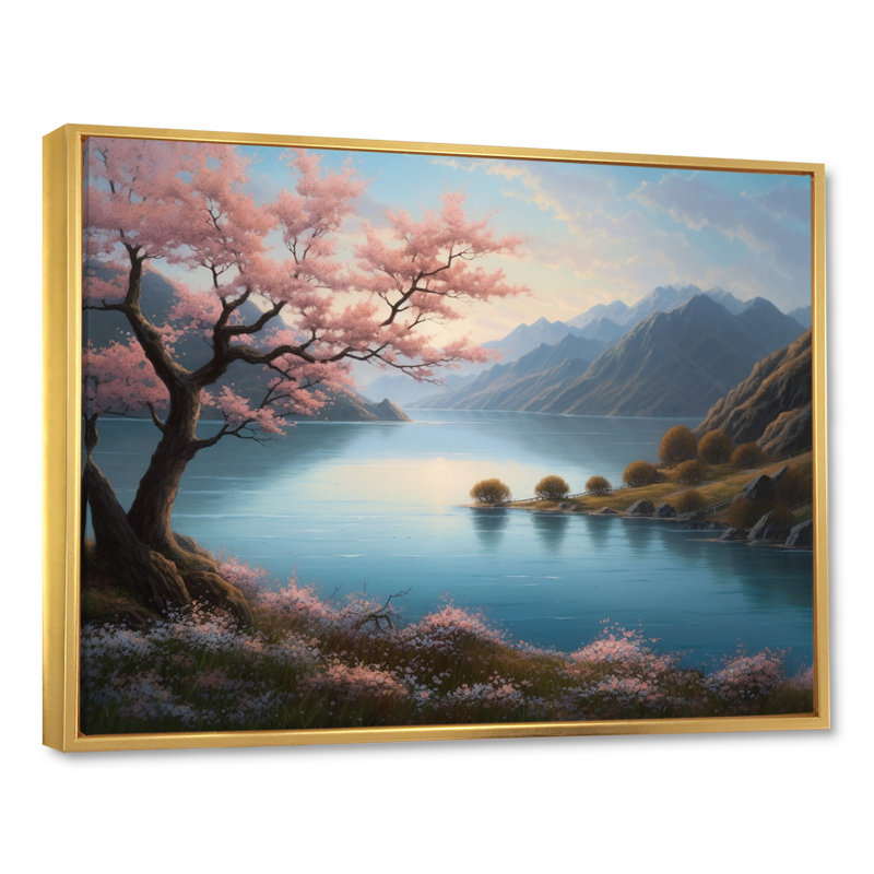 Naylene Cherry Blossom Trees par The Water III sur toile, H 24 po x l 32 po x P 1 po, Cadre flottant doré