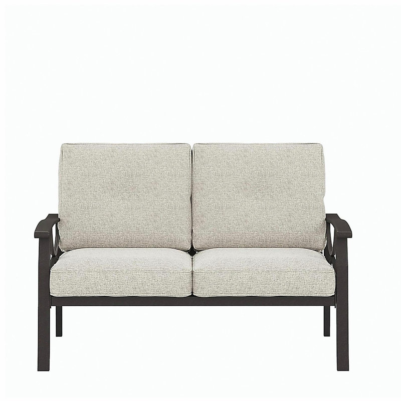 Canapé 48 places en métal 48 pouces avec coussins beige et structure kaki, Kaki clair / beige