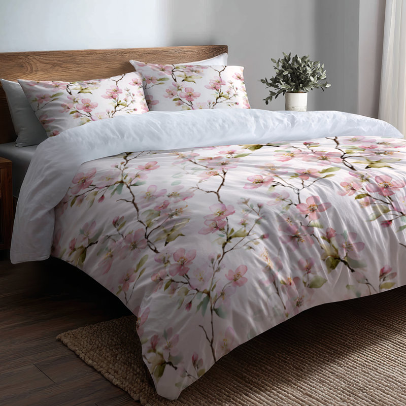 Ensemble de housse de couette Floral - 3 pièces - Housse de couette Whisper, Housse de couette grand et 2 taies décoratives