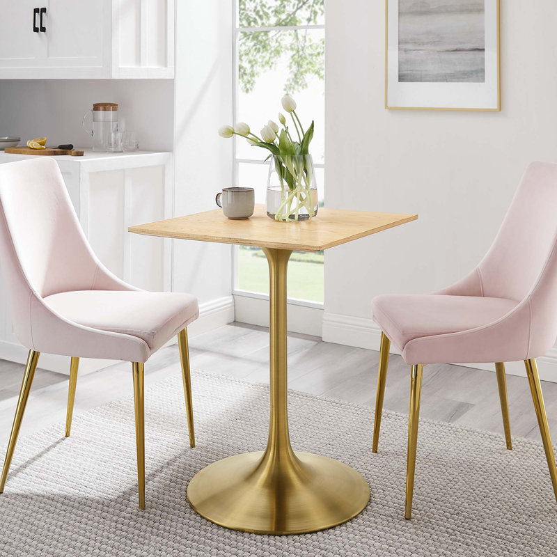 Table de salle à manger Lippa par Modway, Naturel, Or, L 24 po x l 24 po