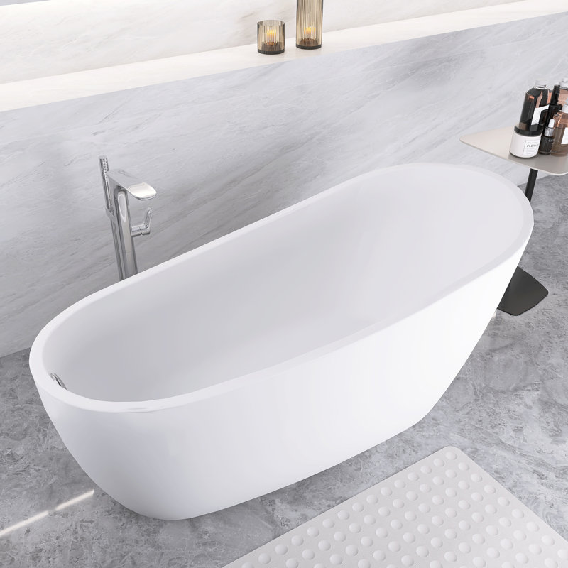 63" X 31.2" Freestanding Soaking Acylic Bathtub