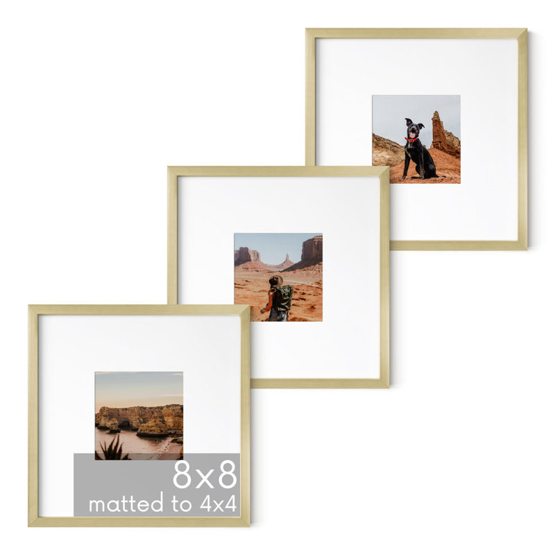 Gold Aluminum Square Wall-Mounted Poster Frames Set