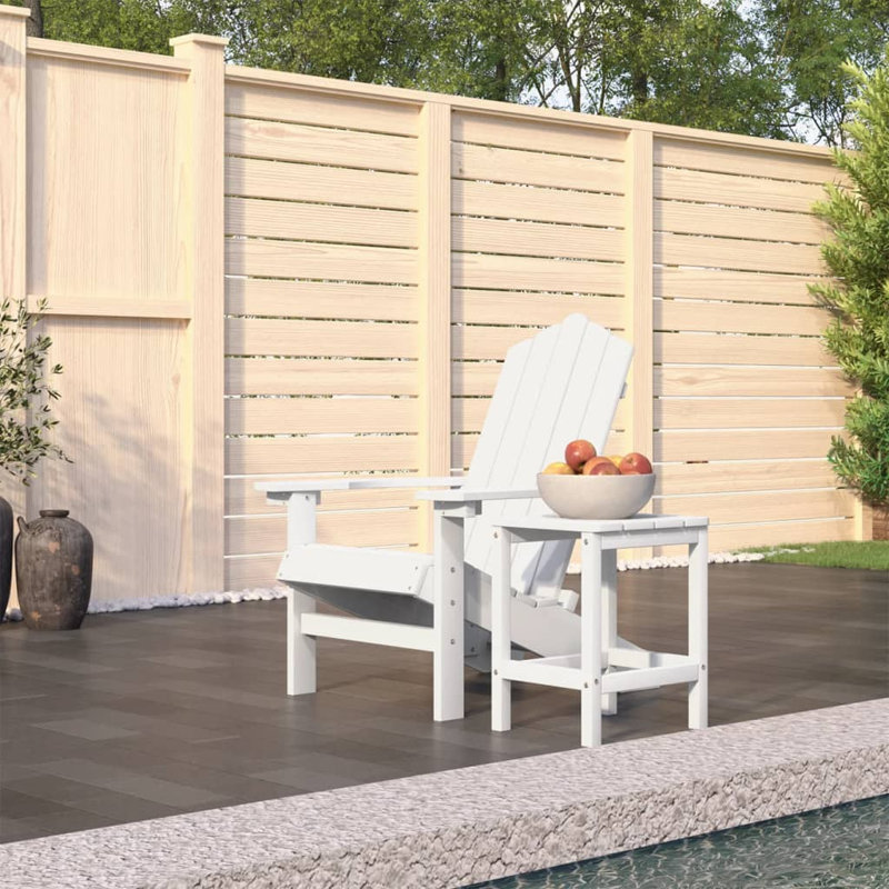 Adames Outdoor Adirondack Chair With Table, White