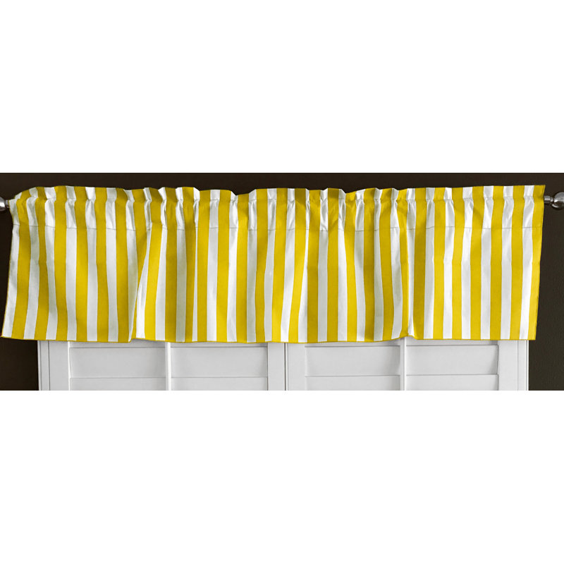 Cantonnière sur mesure en mélange de coton rayé Raice, L 58 po x L 20 po, Jaune