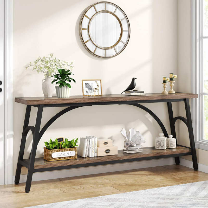 Merga 70.86'' Console Table, Brown/Black