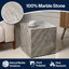 Felix 15" Minimalist Marble Cube End Table, Natural Grey Beige Stone Square Block Side Table, Solid Glossy Living Room Accent Pedestal-516615331