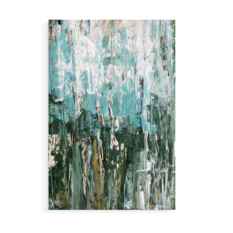 «Abstract Turquoise Forest II», impression sur toile seulement - non encadrée, H 27 po x l 18 po