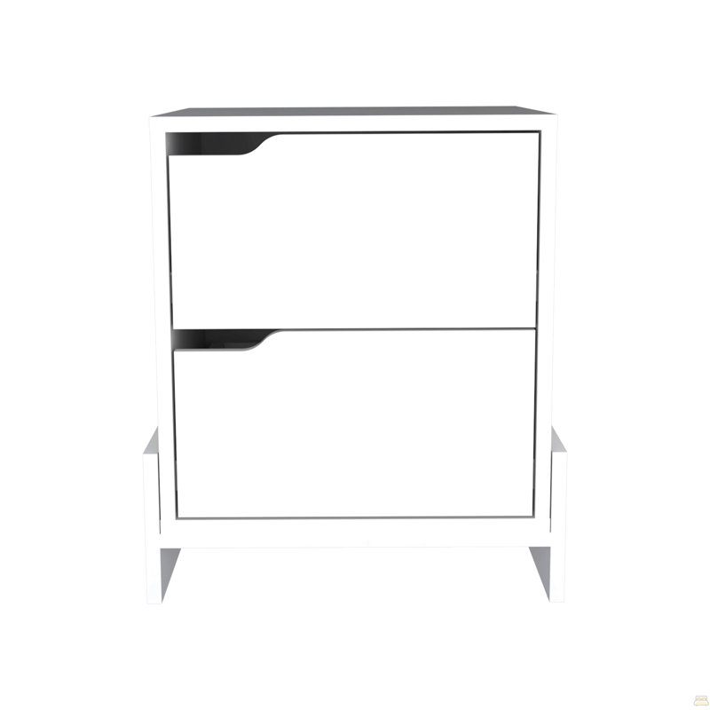 Nightstand, Bedside Table With 2-Drawers, White