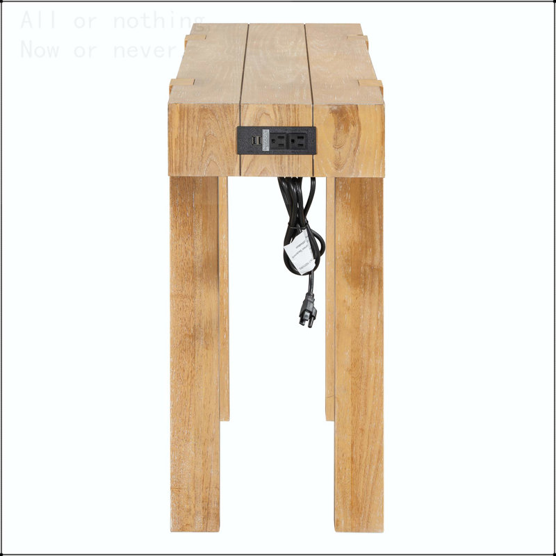 Console rustique minimaliste avec tiroir caché et prise de courant latérale, Noir