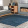 Hollier Modern Power Loom Performance Shag Tasseled Blue Rug