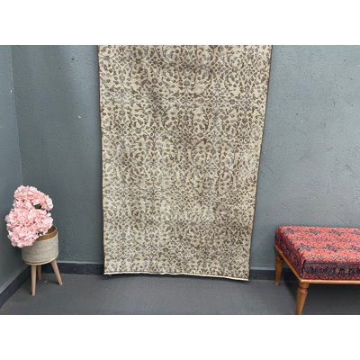 Classic Wool Patchwork Rug, 42.9x74 Inch Beige Accent Rug