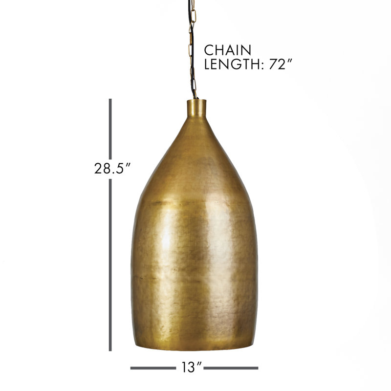 Petit luminaire suspendu Dodger Sophia, Doré, H 25 po x l 12 po x P 12 po 