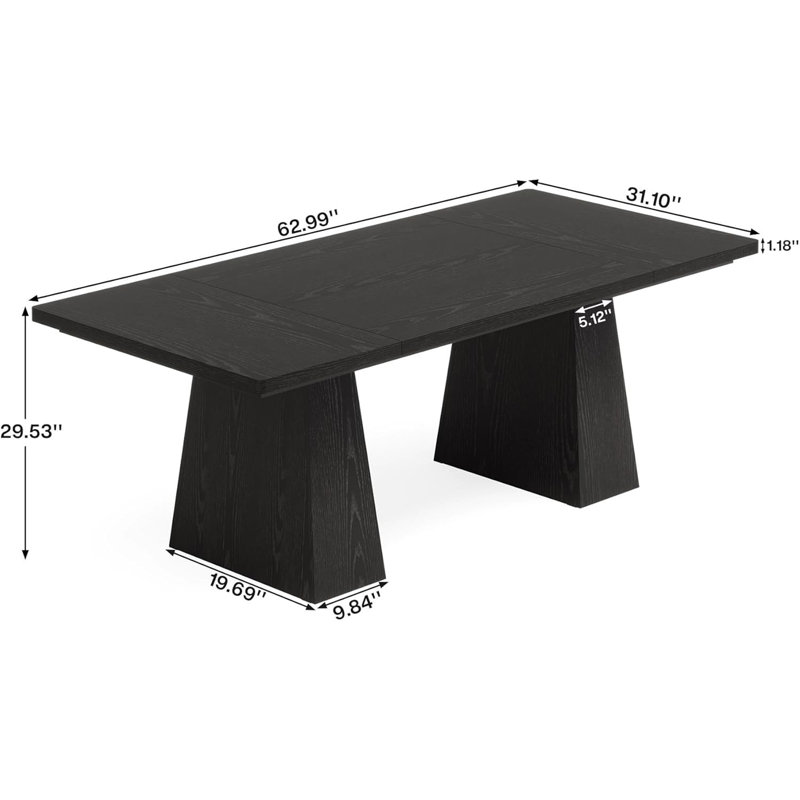 Bureau de direction de 63 pouces, grand bureau d'ordinateur à double piédestal, table de travail moderne simple, table de conférence, mobilier de bureau pour la maison, noir
