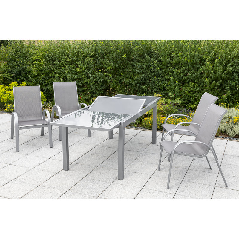 Ashmita 4 - Person Patio Dining Set with Extendable Rectangular Table