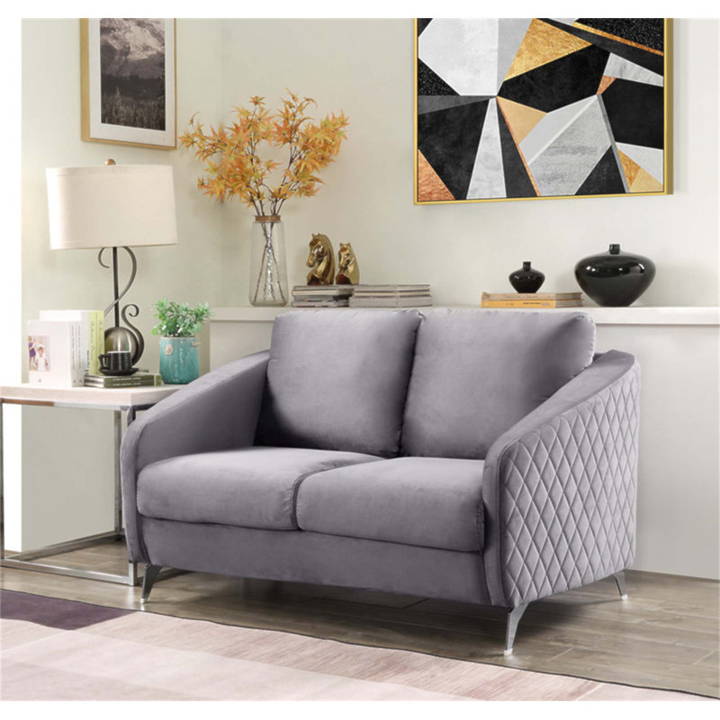 Causeuse luxueuse rembourrée en velours, parfaite pour la vie contemporaine et les sièges confortables, Gris