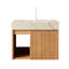 Meuble-lavabo flottant mural 24 po avec porte cannelée 3D, tablette ouverte, armoire en contreplaqué, plateau en pierre frittée crème et cuve en céramique (naturel)-1659287146-1659287149-1659287151