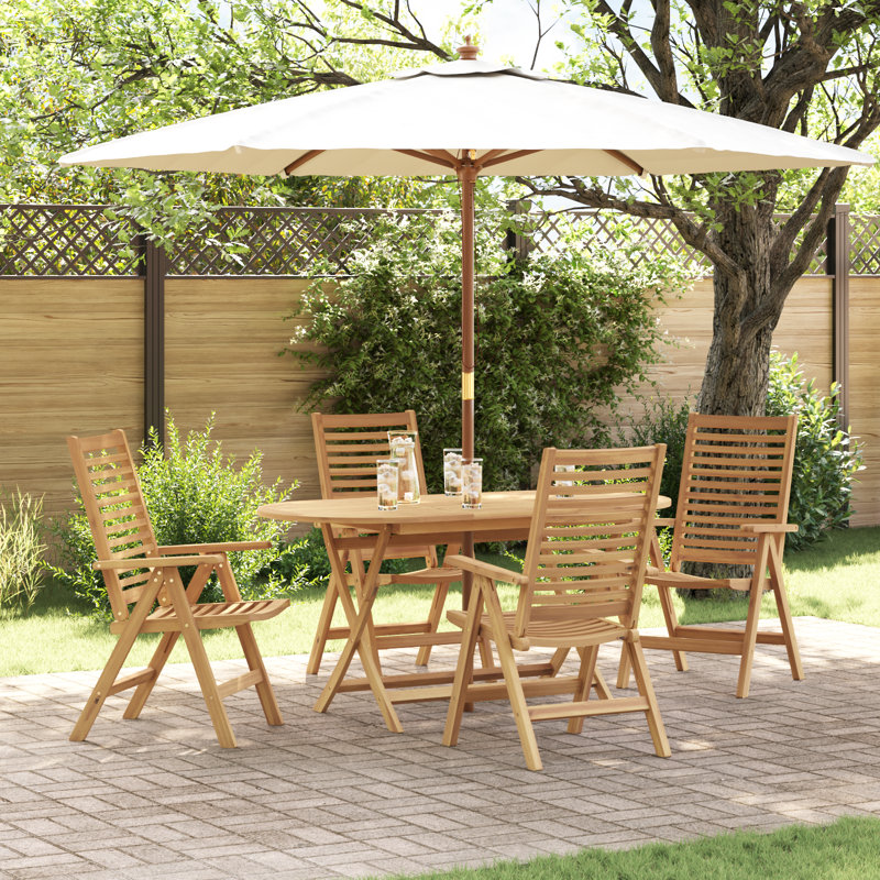 Chaise de jardin vidaXL 4 pièces brun 52 x 64,5 x 108 cm en bois de teck massif