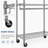 Rolling Garment Rack, Three Tier Adjustable Wire Shelving with Two Hanging Rods and Side Hooks, Chrome