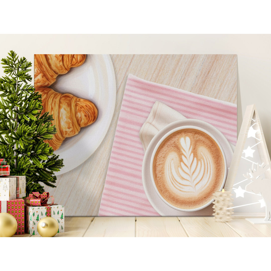Cozy Breakfast Croissant Coffee Canvas