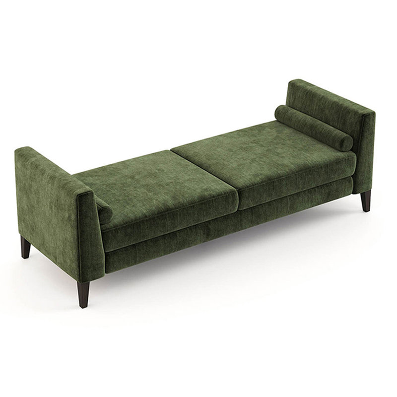 Banc rembourré vert, H 25,59 po x l 62,99 po x P 19,69 po