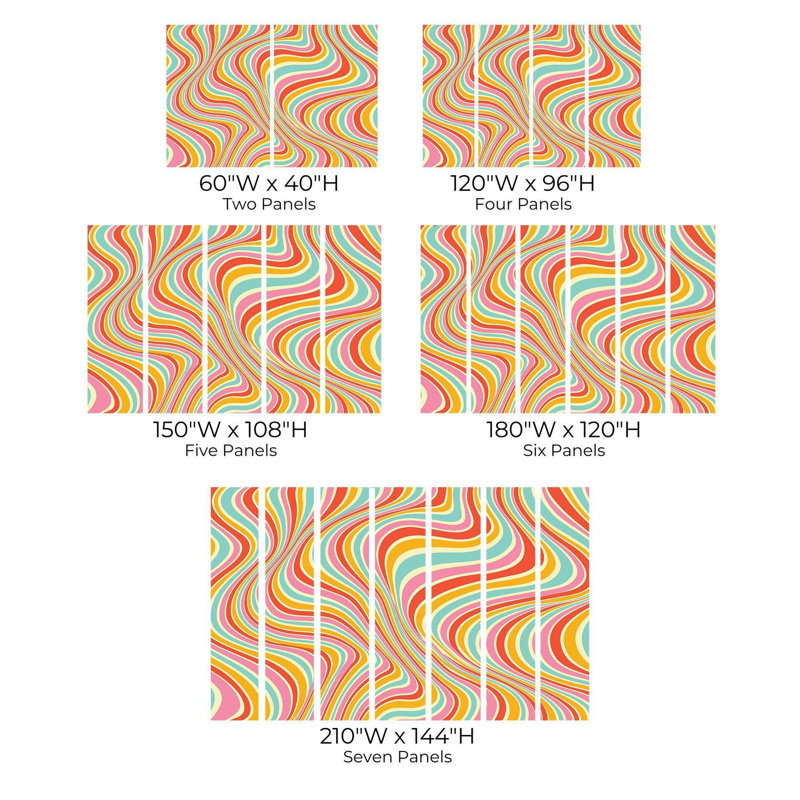 Premium Wallpaper Wall Mural - Psychedelic Waves, 96" L x 120" W