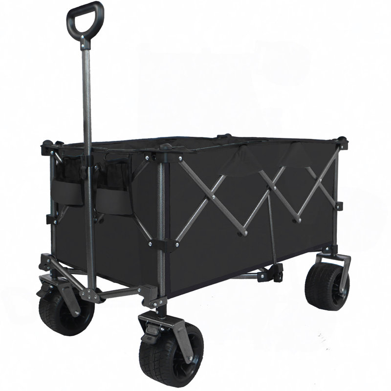 Chariot utilitaire robuste pliable d'une capacité de 360 lb - Roues tout-terrain silencieuses, poignée réglable et porte-gobelets pour le camping, le jardinage, le pique-nique, le sport
