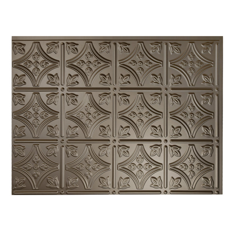 Panneau de dosseret décoratif en vinyle 18 po x 24 po FASÄDE style traditionnel / motif, Bronze argenté