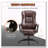 High Back Massage Office Chair With 6-Point Vibration,5 Modes,Executive Chair,PU Leather Swivel Chair With Reclining Back,And Retractable Footrest,Brown