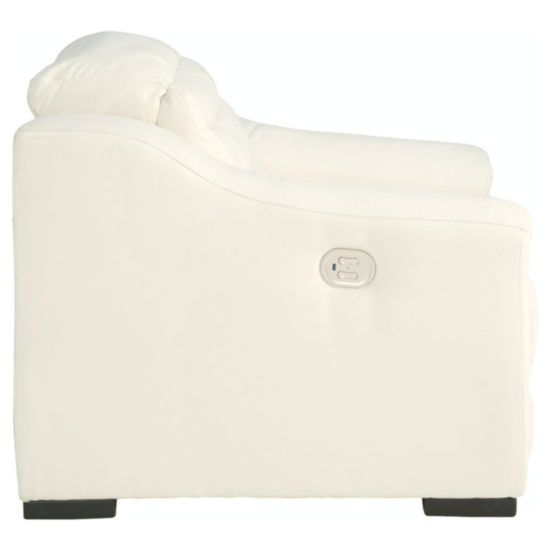 White Faux Leather Contemporary Recliner with Adjustable Headrest