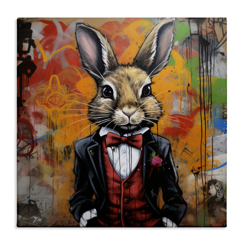 "Urban Graffiti Rabbit" par Lazar Studio, H 17 po x l 17 po