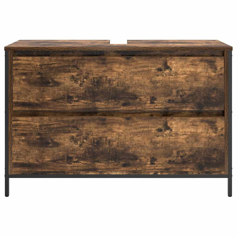 Bathroom Basin Cabinet With Drawers Sonoma Oak 60X34.5X60 Cm, Smoked Oak, 90"