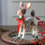 Décoration de Noël renne à paillettes brunes et blanches 9,75 "