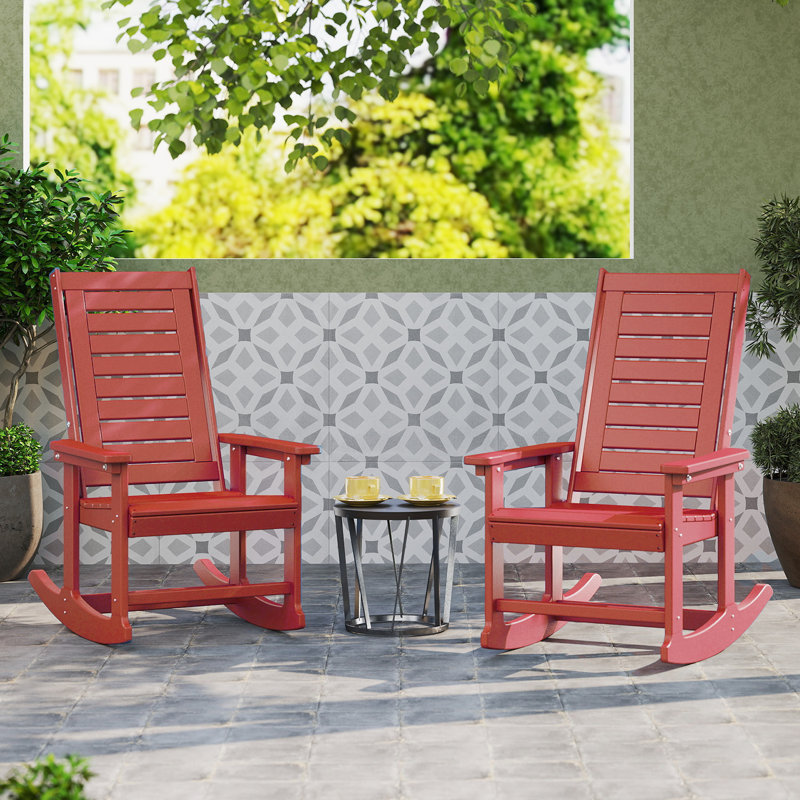 Chaise berçante d'extérieur Hdpe (ensemble de 2), Rouge