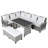 5-Piece PE Wicker L-Shaped Garden Furniture Set with 2 Extendable Side Tables