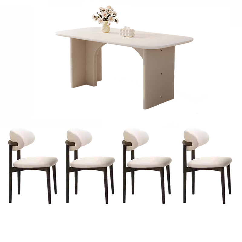 Combinaison table et chaises de style crème, H 29,9 po x L 55,1 po x l 31,4 po, Blanc