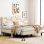 Lit pour grand lit sans sommier beige - Stable, solide, avec tête de lit et sommier, espace de rangement-258801340