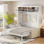 Grand lit escamotable mural avec canapé, blanc-1032500388
