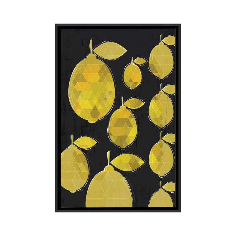 « citrons », impression sur toile, H 26 po x l 18 po x P 1,5 po, Toile avec cadre noir, Pas de tapis