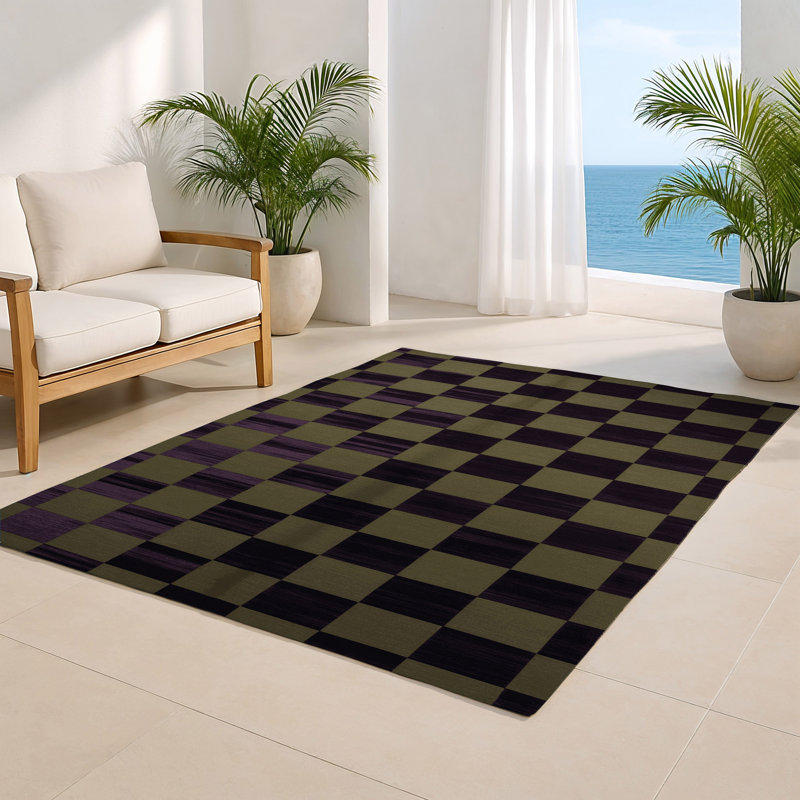 Tapis intérieur / extérieur mauve à carreaux, Rectangulaire 2 pi x 3 pi