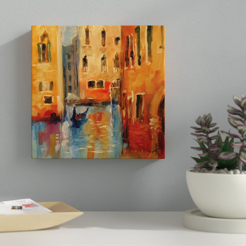« venice ii », peinture, Toile tendue, H 10 po x l 10 po x P 1,5 po