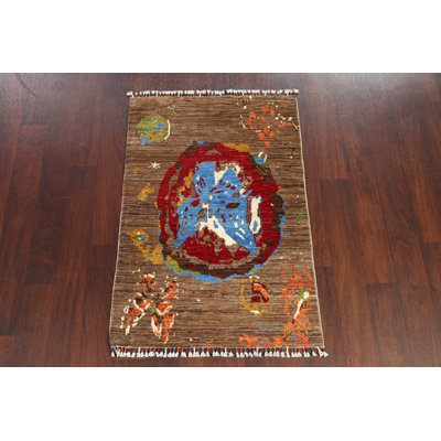 Tapis oriental moderne et abstrait noué à la main 3 x 4