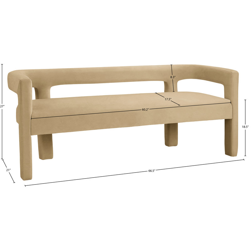 Banc avec revêtement, Velours brun clair