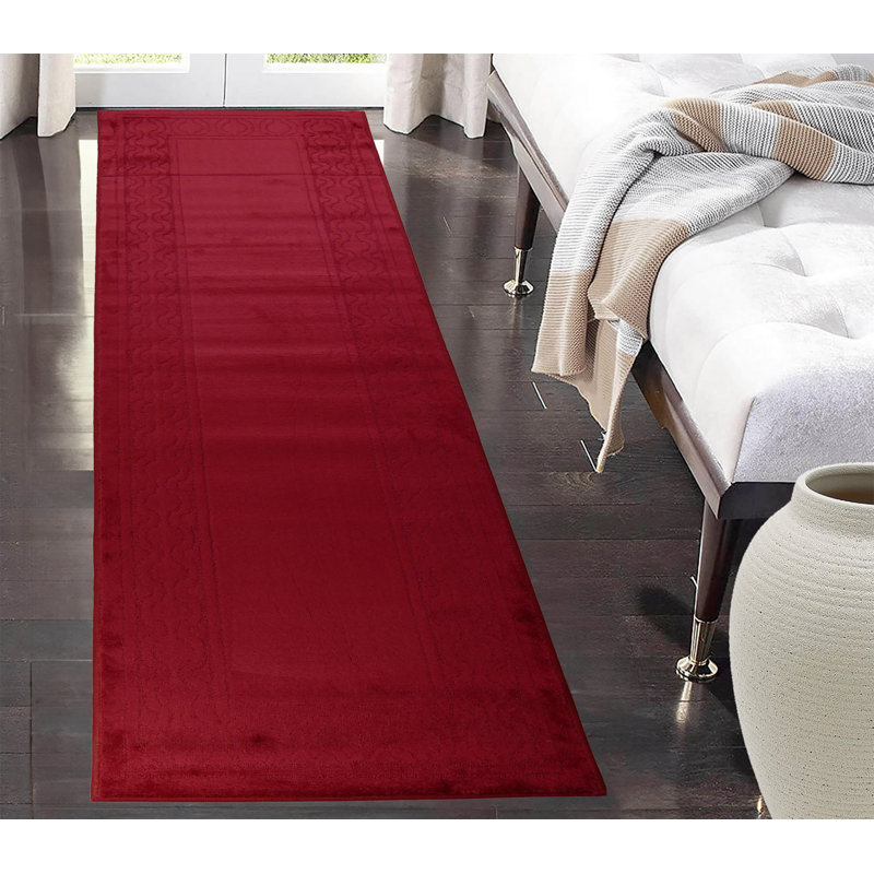 Tapis lavable à la machine Bordure de couleur treillis tapis antidérapant, Tapis de couloir 2 pi 2 po x 6 pi