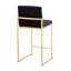 Tabouret de comptoir à dossier haut Fuji en acier doré et velours noir par Lumisource-784638333-784638332