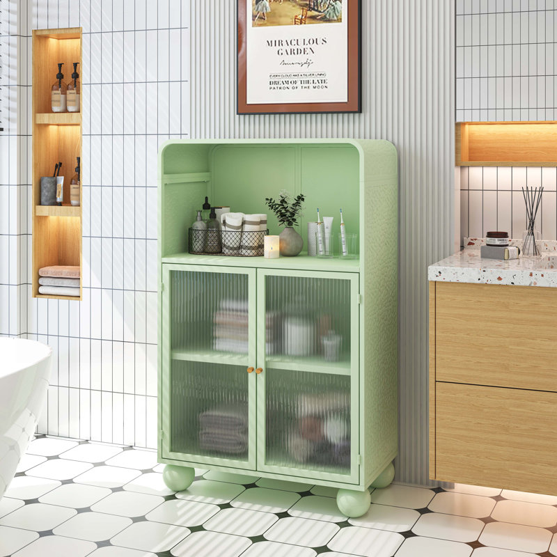 Console Table with 2 Doors ,3 Shelves, Green