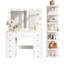 Meuble-lavabo avec 11 ampoules Hollywood et 7 tablettes de rangement à 7 niveaux