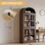 Bibliothèque arquée 71 po avec 4 portes en verre, armoire de rangement à 5 niveaux pour le salon, rouge brunâtre