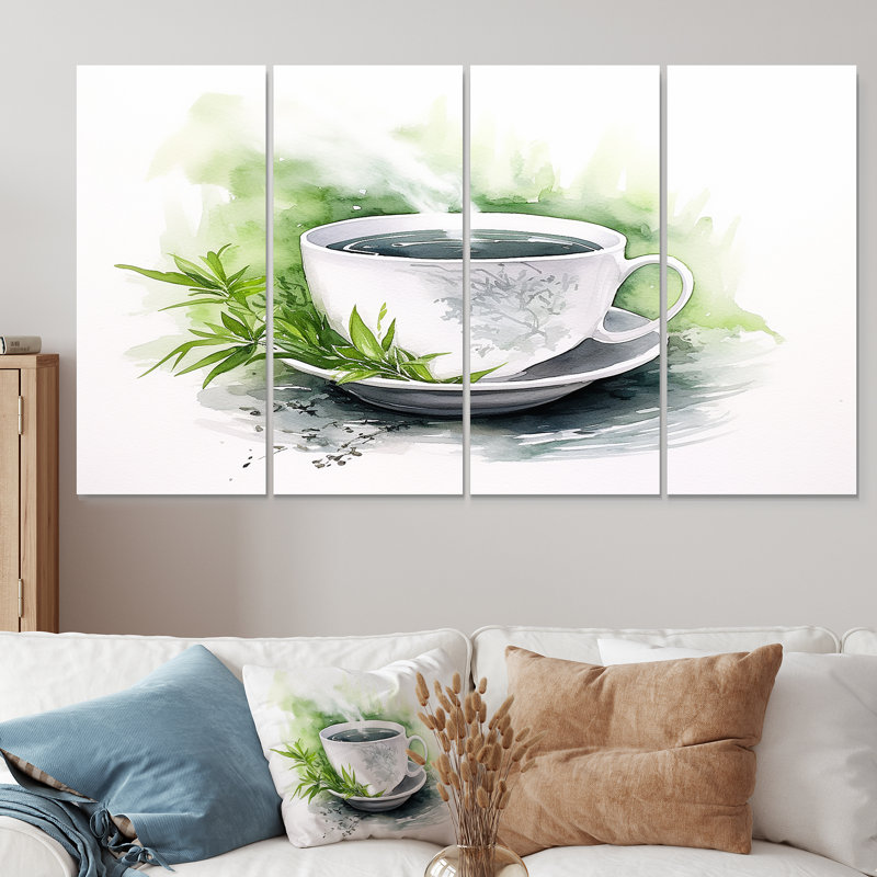 «White Oriental Tea Elegance - China», ensemble de 4 pièces d'art mural, H 32 po x l 64 po