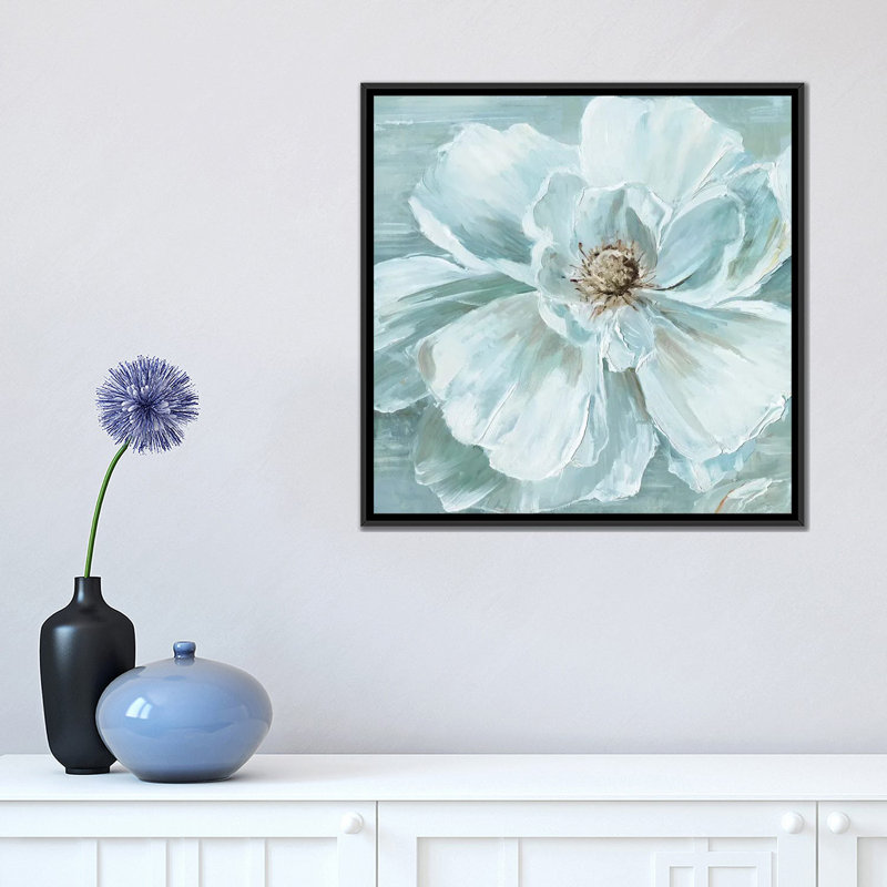 « blue becomin’beauté i », impression sur toile, H 18 po x l 18 po x P 1,5 po, Toile avec cadre noir, Pas de tapis